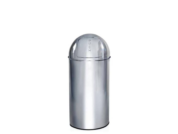 hjh OFFICE 741004 Mülleimer klein Push Chrom 35L Retro Abfallsammler mit Push-Klappe
