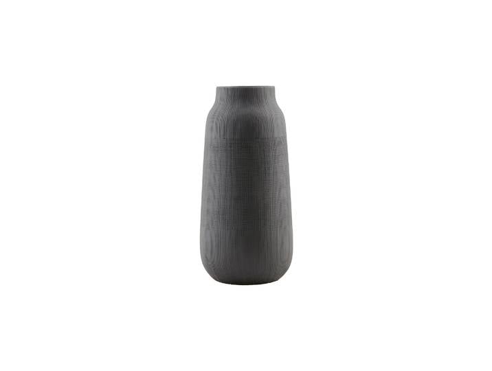 Vase haut en argile noir Groove