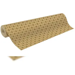 Clairefontaine Geschenkpapierrolle Kraft 70g, goldene Sterne, 50x0,70m - Gold 223905C
