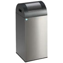 PROREGAL Selbstlöschender Wertstoffsammler rund | 60 Liter, HxBxT 80x32x32cm | Edelstahl | Grau | Mülleimer Abfalleimer Müllkorb