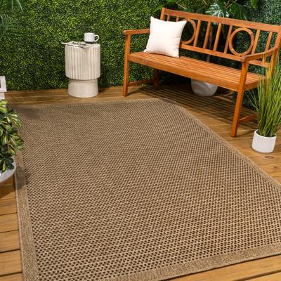 JONATHAN Y Maxine Easy Jute Contemporary Border Boho Fine Rib Weave Indoor/Outdoor Area Rug