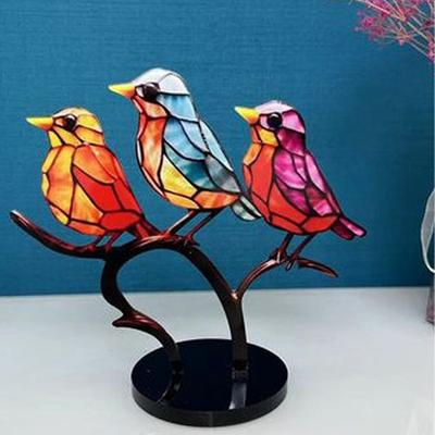 Discount Dollar Deals 1PC Colourful Bird Desktop Decoration, Acrylic Small Ornament, Home Cubic Decoration a
