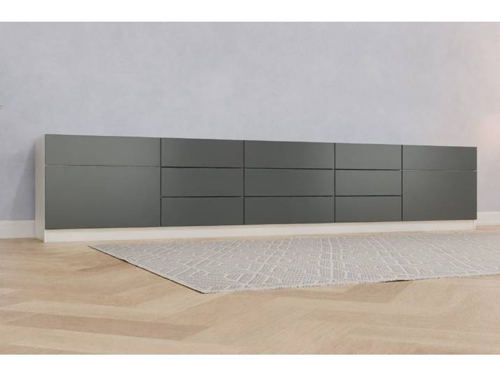 TV-Möbel nach Maß - RAL 7011 Eisengrau - 68x342x52cm - Individuell konfigurieren