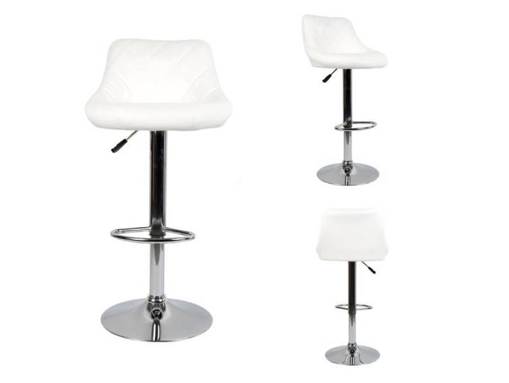 Lot de 4 Chaises de Bar/Tabouret de Bar Blanc - Réglables en Hauteur et Pivotantes