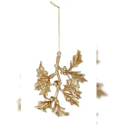 Holly & Jolly Christbaumschmuck Kunststoff Mistelzweig 14cm Weihnachtskugeln Glückssymbol gold