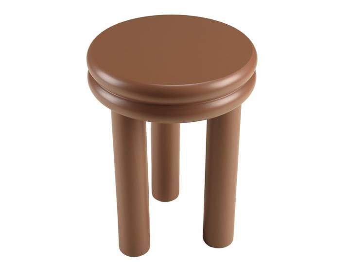 Table d'appoint ronde en bois peint terracotta d35