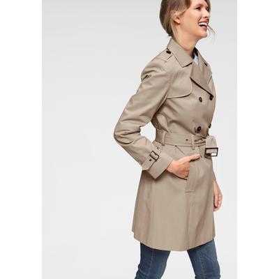 Trenchcoat ANISTON CASUAL, Damen, Gr. 34, beige, Web, Obermaterial: 100% Baumwolle. Futter: 100% Polyester, unifarben, figurumspielend ca. Mitte Oberschenkel, verstellbar, Mäntel, mit Gürtel zum Regulieren