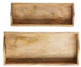 Storied Home Rectangle Mango Wood Trays (Set of 2 Sizes)