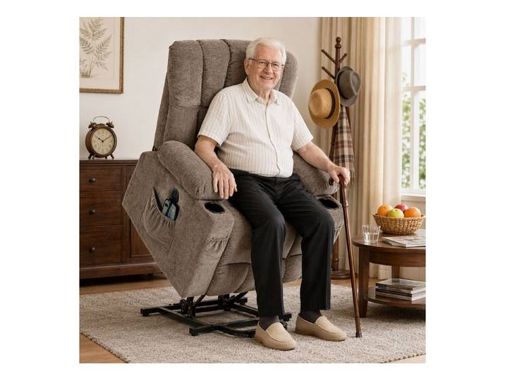HOMCOM Relaxsessel Elektrischer Fernsehsessel mit Massage & Wärme, Liegefunktion (TV Sessel, 1-St., 1 Sessel), Aufstehhilfe, Massage, Wärme, USB-C,USB-A