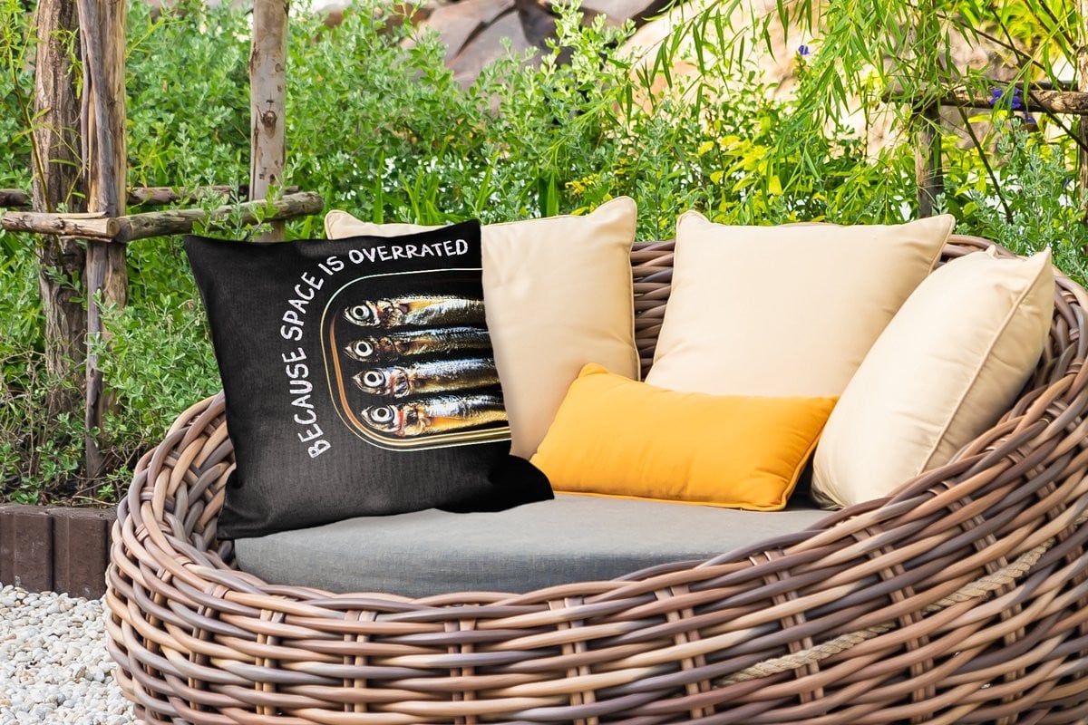 PillowMonkey Buitenkussen Sardines Weerbestendig 45 x 45 cm