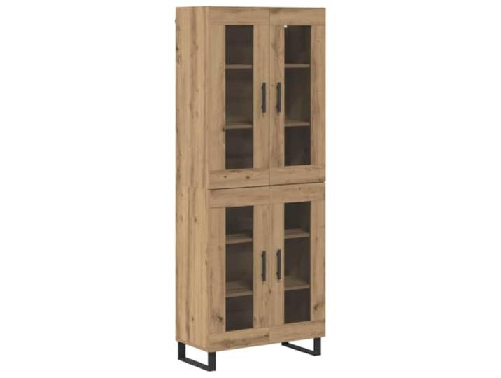 KKgypkn Highboard 2er Set Artisan-Eiche 69,5x34x180 cm Holzwerkstoff, Glaselemente, Doppeltüren, Stangengriffe, Eisenbeine, viel Stauraum