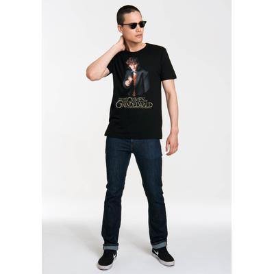 T-Shirt LOGOSHIRT "Newt Scamander", Herren, Gr. XXL, schwarz, 100% Baumwolle, bedruckt, normal, Rundhals, Shirts T-Shirt, mit Phantastische Tierwesen-Frontprint