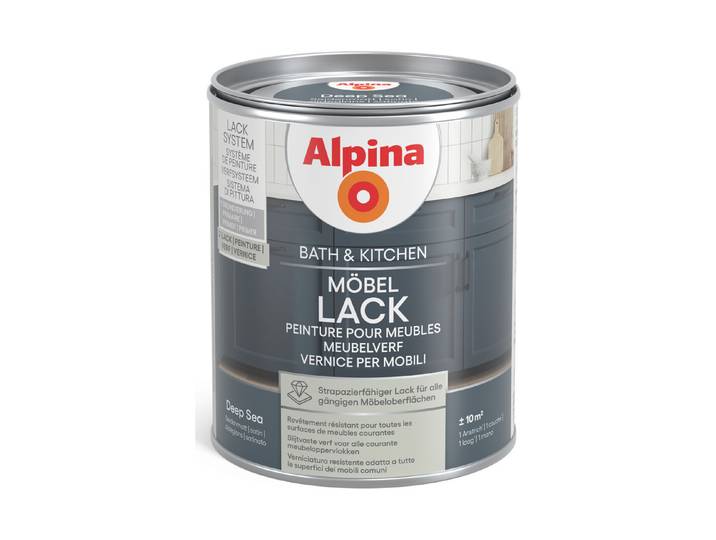 Alpina Möbellack Bath & Kitchen Deep Sea Blau 0.75 l Seidenmatt