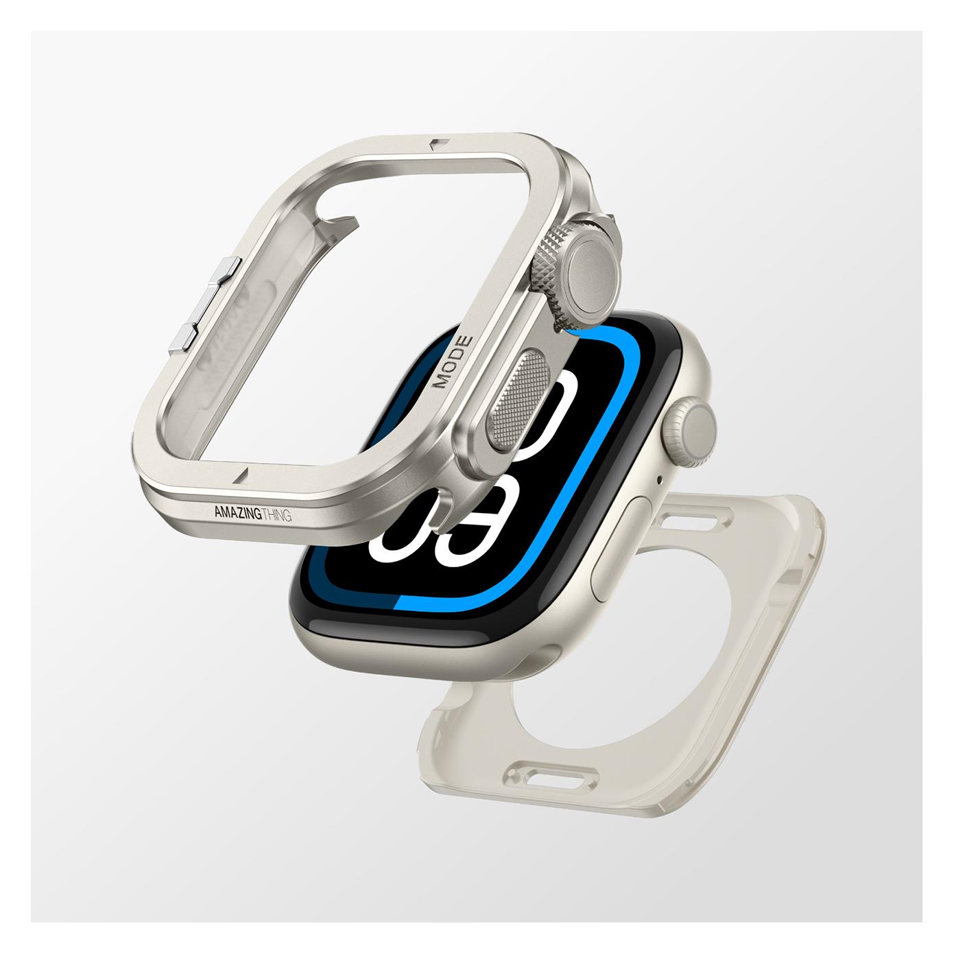 Marka Niezdefiniowana AmazingThing Titan Pro Metallgehäuse für Apple Watch 11 46 mm, Aluminium, Titan (4896238003380)