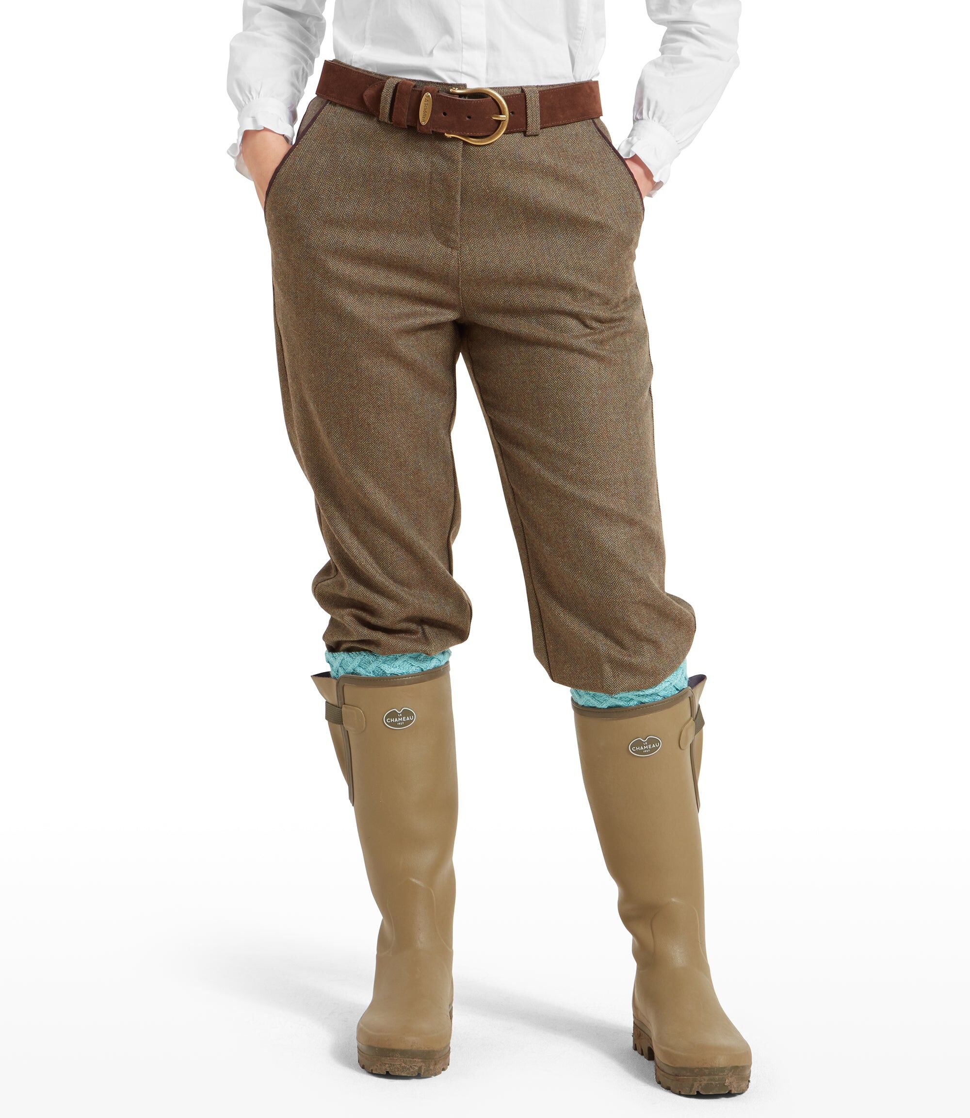 Schöffel Country High Waisted Tweed Breeks - Green - Size UK16 - Women