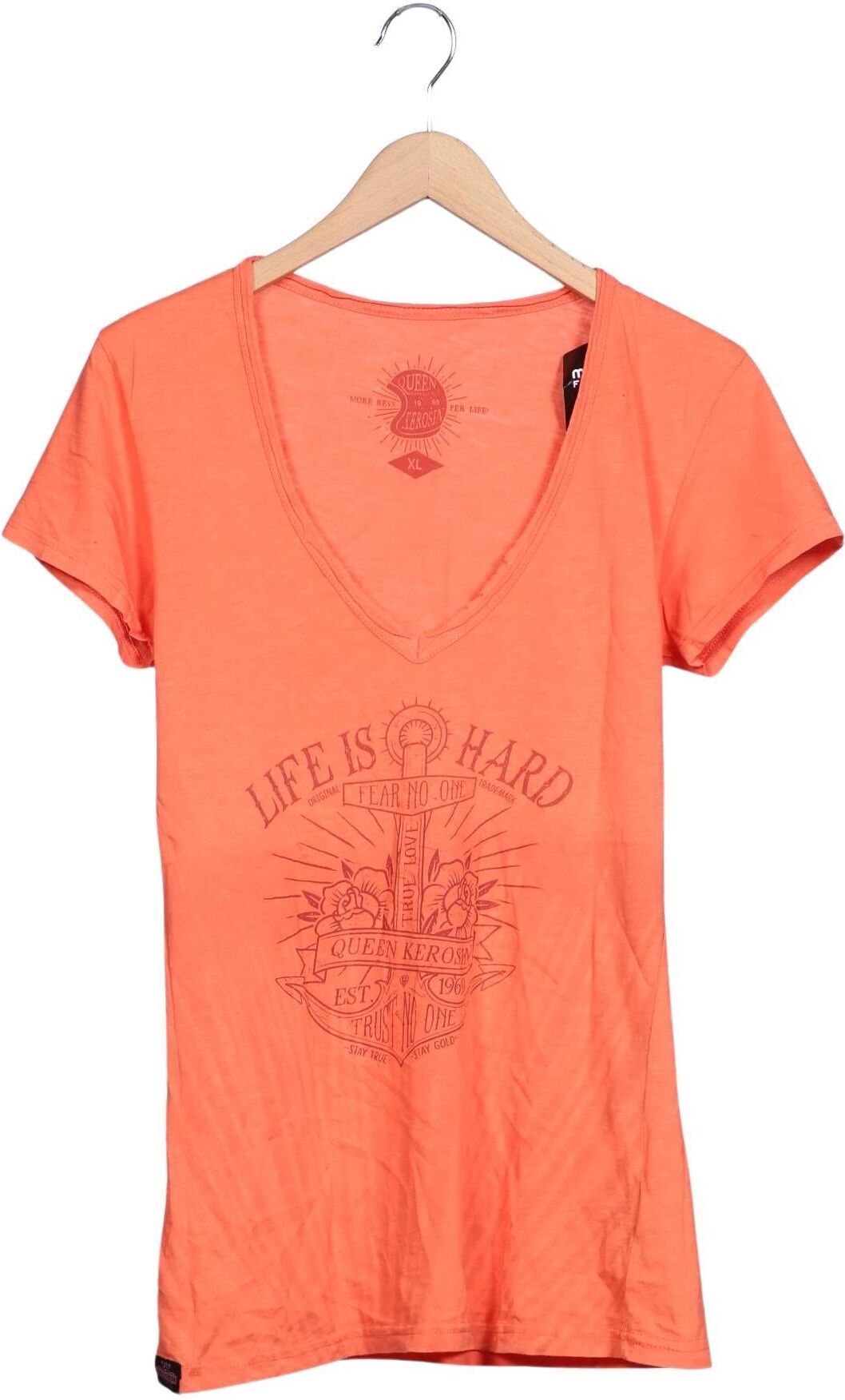 Queen Kerosin Damen T-Shirt, Orange, Gr. XL, Baumwolle - Second Hand