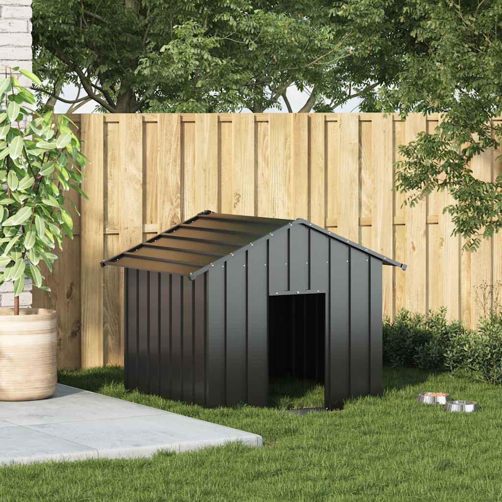 Archie & Oscar Barys Galvanised Steel Dog House Anthracite 102cm H x 131cm W x 101cm D
