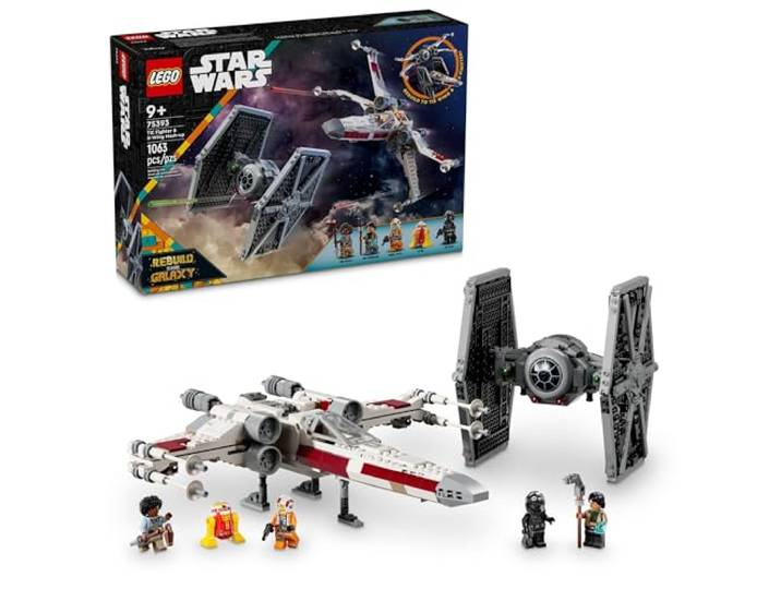 LEGO Star Wars TIE Fighter & X-Wing Mash-up Bauspielzeug-Set Ideen für Kinder, Jungen und Mädchen, ab 9 Jahren, mit 4 Star Wars Minifiguren Spielzeug 75393