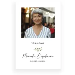 Danksagungen Trauer Karten im Design "Trauer Danke" - Musterkarte