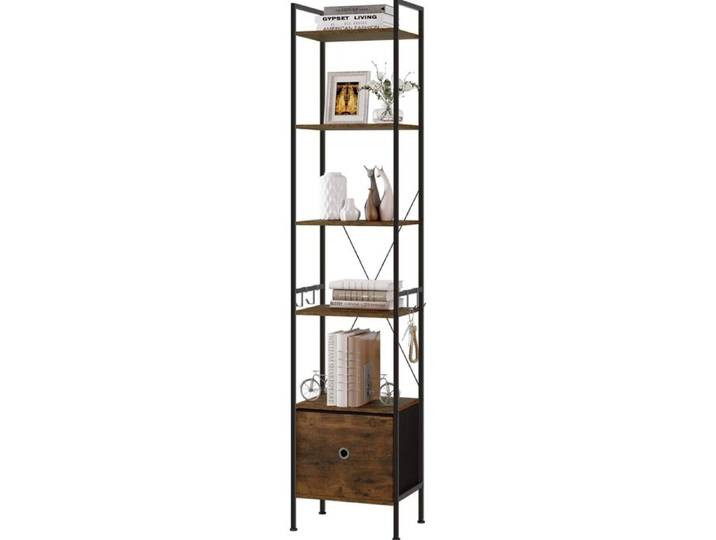 Bibliothèque WOLTU - Étagère Colonne avec 1 Tiroir - 40x30x187cm - Marron Rustique+Noir W0ITT5087