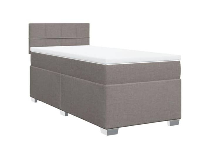 PUGYNBK Boxspringbett mit Matratze, Taupe, 90 x 190 cm Taschenfederkerne, weiches Polyester, Kopfteil, Lattenrost