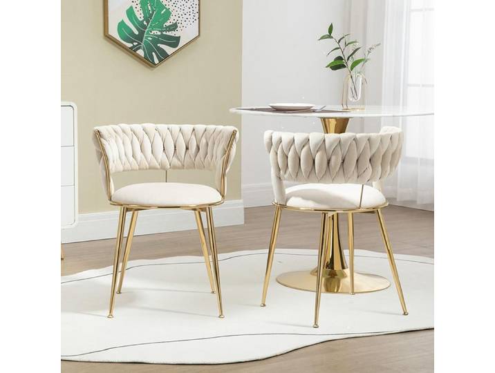 Lot de 2 Chaises en velours avec dossier design doigts et accoudoirs