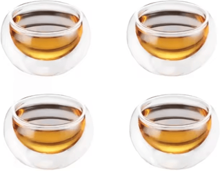Inspire Curations 4 6PCS Double Wall Glass Espresso & Tea Cups 50ML Kung Fu Style Insulated Drinkware Set 4pcs