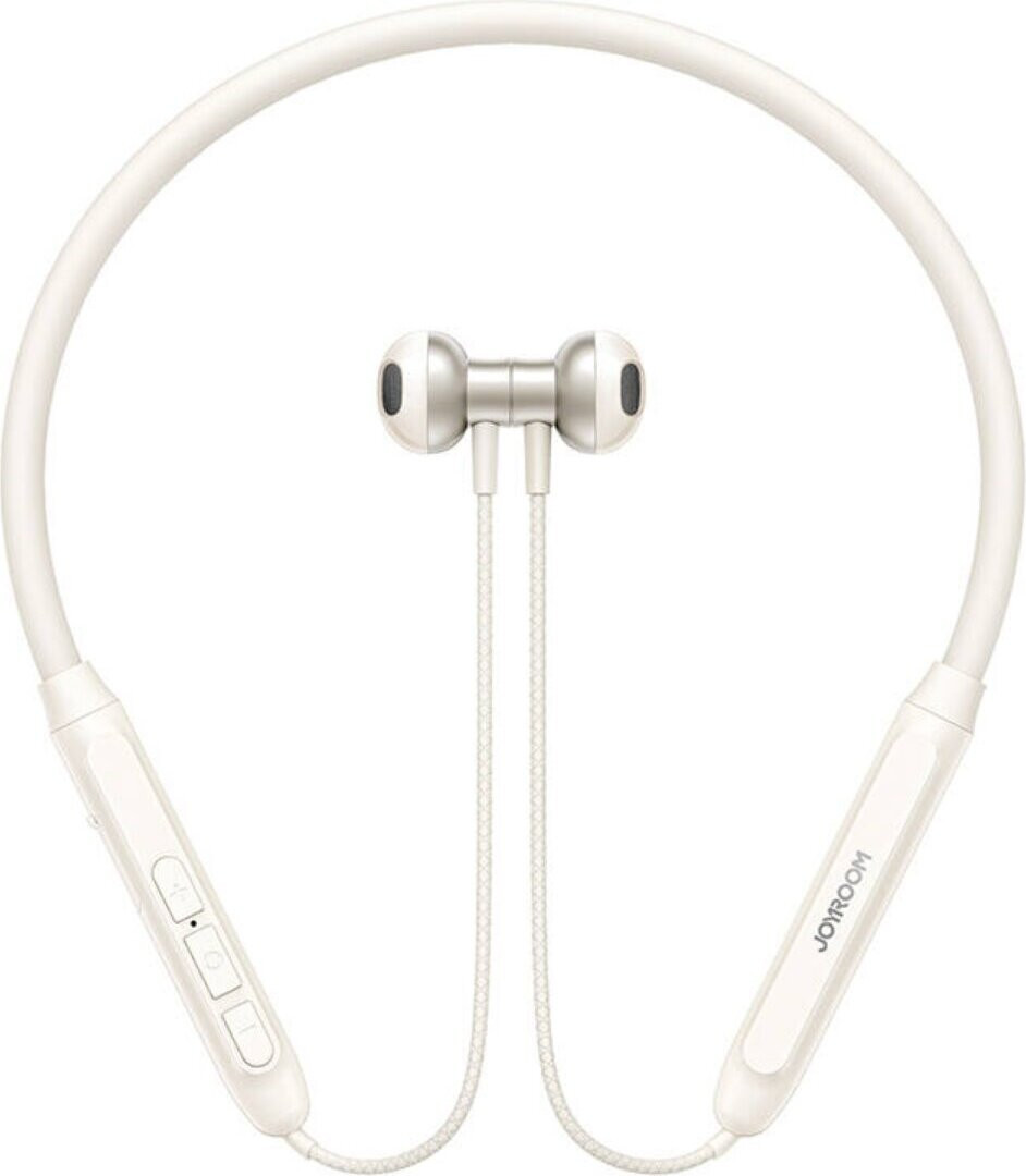 Joyroom Jr-D8 draadloze nekband-hoofdtelefoon crème wit