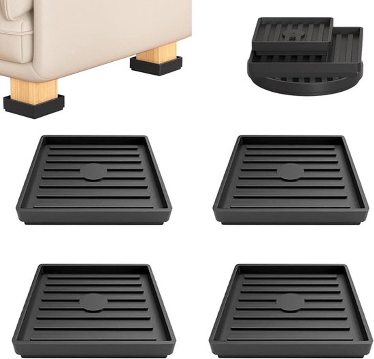 Meubel Pads Anti Slip Matjes - 4 stuks - TPE Rubber - Vloerbeschermers voor geluidsdemping en krasbescherming
