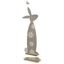 Decoris Dekofigur Osterhase 53cm Filz Blumenmotiv Dekohase Osterdeko Tischdeko Ostern Frühlingsdeko Osterschmuck Hase Figur Geschenk Beige