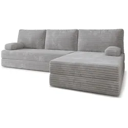 ECKSOFA ANKO modulares Boneless Sofa mit Schlaffunktion Hellgrau Kordstoff