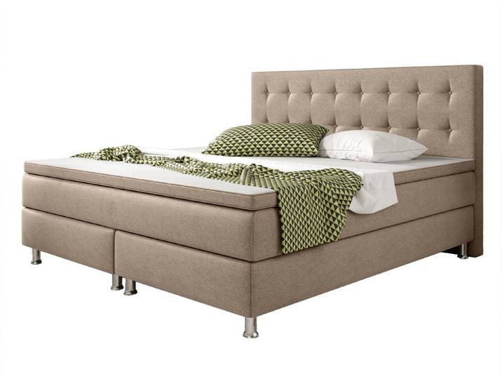 inter Boxspringbett Boxspringbett K-01 Webstoff (140x200 cm, Muddy inkl. Matratze und Topper)