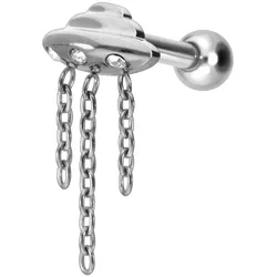 Titan Ohrpiercing mit Innengewinde UFO + KETTEN + KRISTALLE
