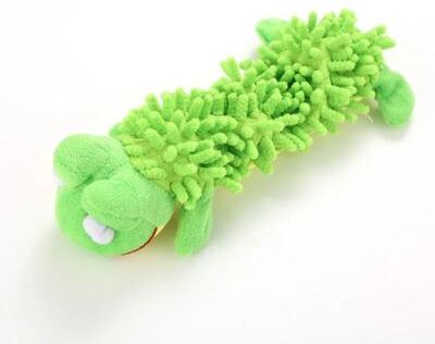 Uplift Essentials Squeaky Plush Enrichment Toy Durable Animal Shaped Dental Chew For Small Breeds & Puppies green Frog