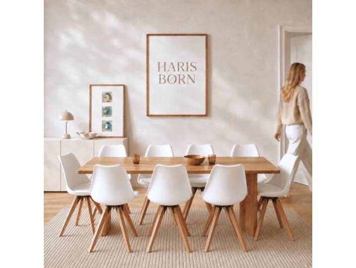 Haris Børn® Esszimmerstühle (8er Set) Weiß mit Holzbeinen - Schalenstuhl mit Kunstleder - Stühle Esszimmer, Esstisch Stühle & Küchenstühle - Esszimmerstuhl 30 Tage risikofrei testen