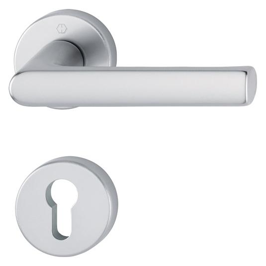 Hoppe Rosettengarnitur Hamburg 1700 / 42KB/42KBS Aluminium F1 rund PZ DIN links / rechts D/D (Türgriff) (11907885)