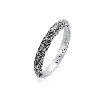 Silberring KUZZOI "Ring Herren Bandring Schmal Used Vintage 925 Silber" Gr. 62, grau, Fingerringe, Herren, 62, Silber 925 (Sterlingsilber), Silberring