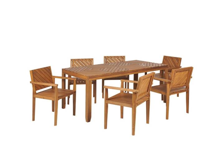 GARTENMÖBEL SET 6-Sitzer Akazienholz hellbraun Baratti