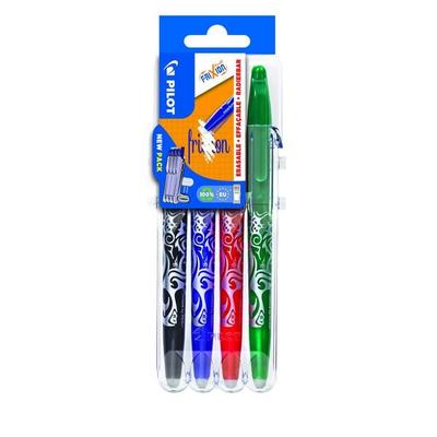 PILOT Tintenroller FriXion Ball 0.7 (M) Schwarz/Blau/Rot/Grün 4er Set2Go