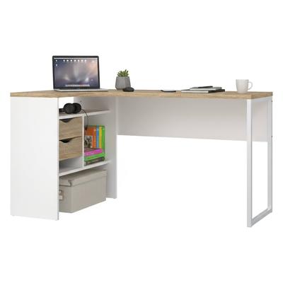 Dmora Moire - Schreibtisch, 145x81x77 cm Weiß, 2 Schubladen