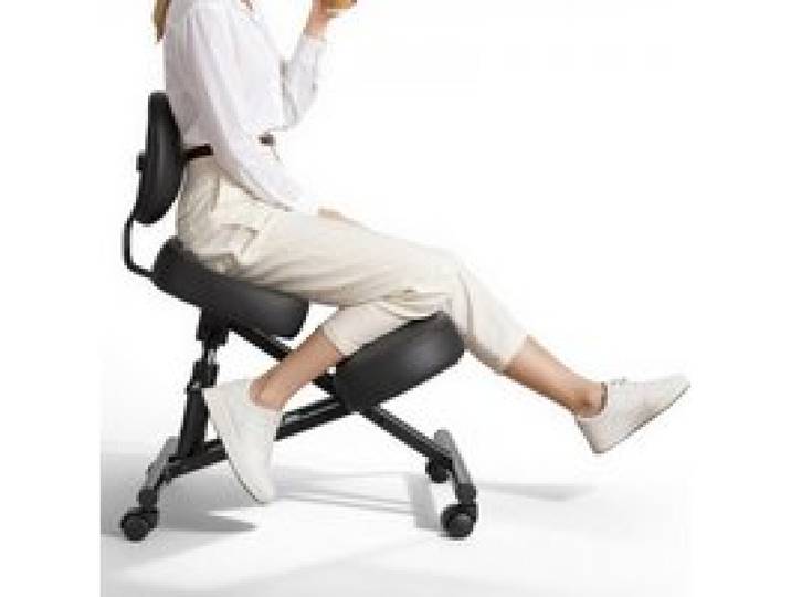 VEVOR Ergonomischer Kniestuhl mit Rollen & Rückenlehne, Höhenverstellbarer Kniehocker in X-Form mit Dicken Schaumstoffpolstern, zur Entlastung von Nacken & Rücken, für Zuhause, Büro & Meditation