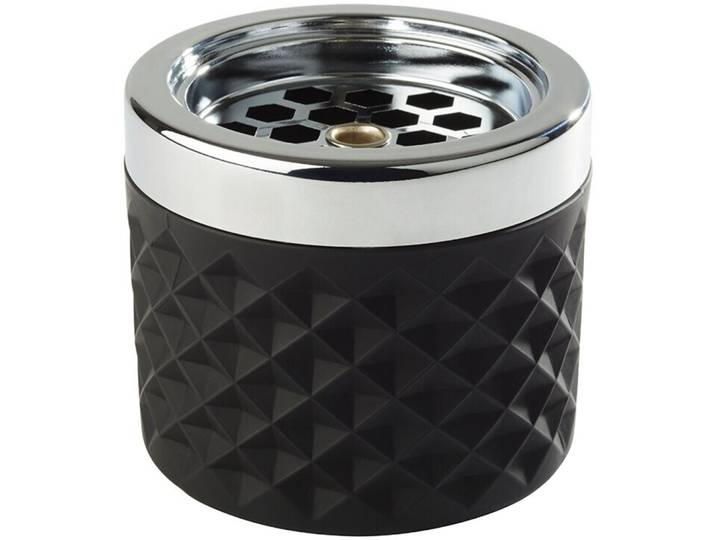Aschenbecher Aps schwarz / Silber Edelstahl/Glas D 9.5 cm