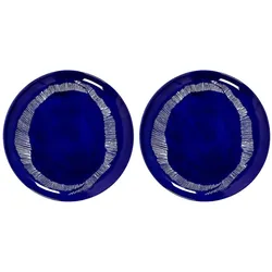 Serax Fest-Kollektion Dunkelblaue Streifen Weisser Teller Set, Teller, Blau, Weiss
