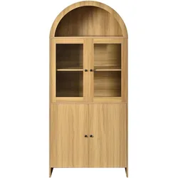 KÜCHENSCHRANK holz-optik natur 176 cm hoch mit bogendesign & wellenmuster