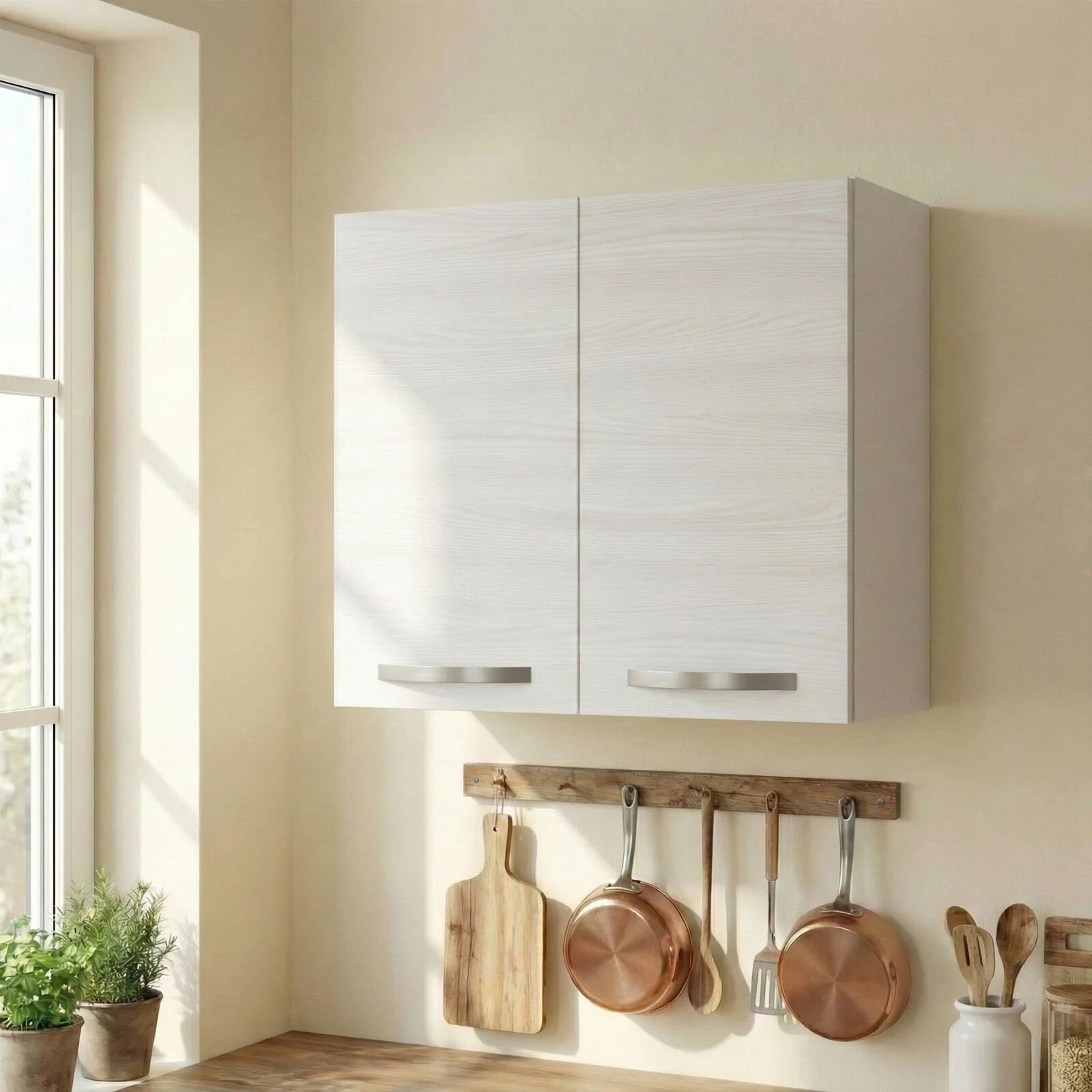 garneroarredamenti Pensile scolapiatti 80x72h cm 2 ante bianco frassinato Talise