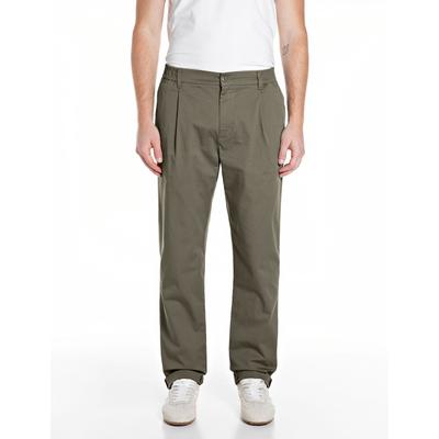Chinohose REPLAY "ADHANN", Herren, Gr. 31, Länge 30, grün (tundra grün), Web, Obermaterial: 97% Baumwolle, 3% Elasthan, normal, Hosen Chinohose, im Tapered Fit
