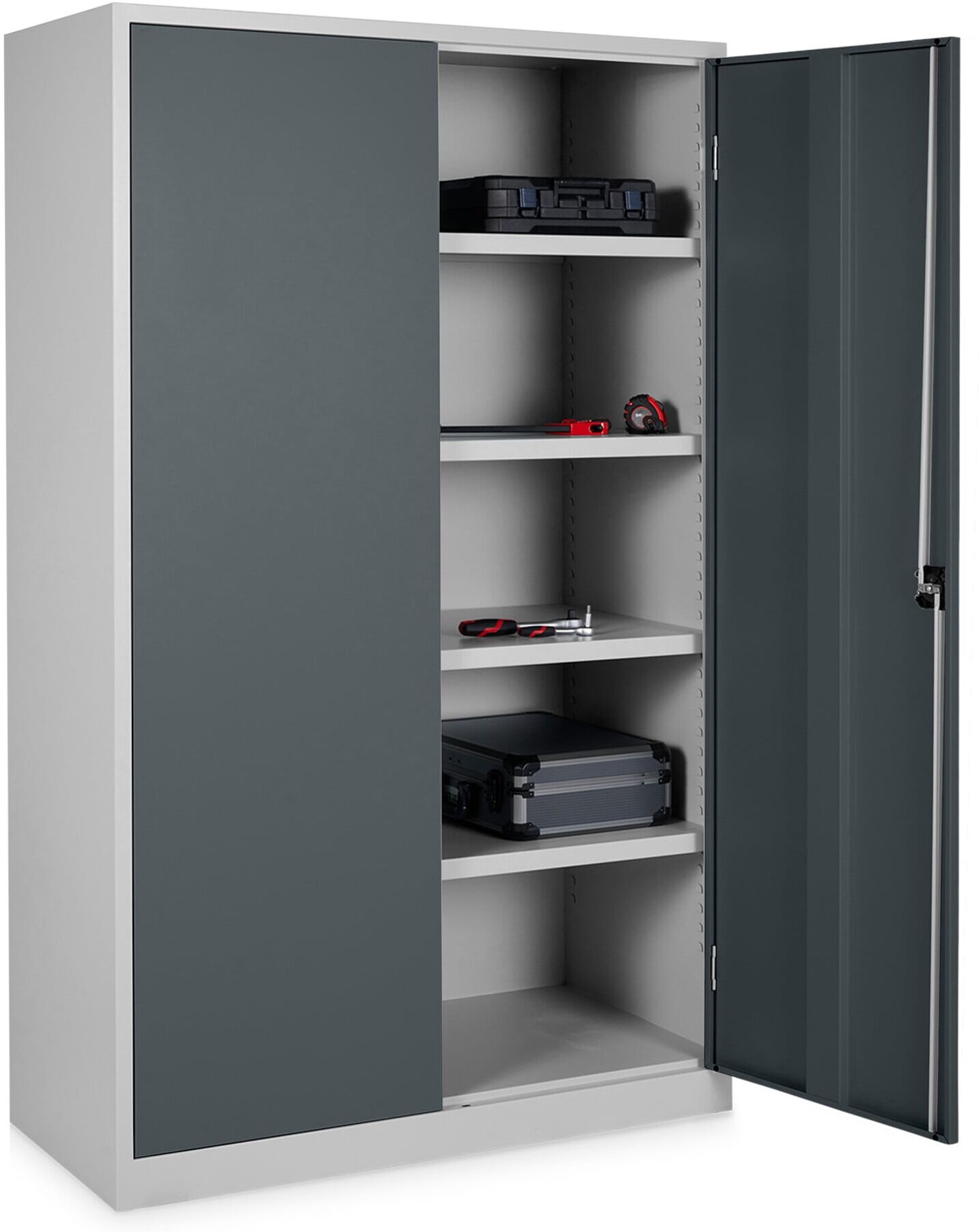 STIER Universalschrank mit 4 Fachböden 1950x 120 x 50 mm, Hellgrau, Anthrazitgrau (907573)