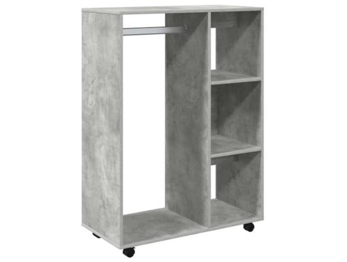 HKQWPBF Kleiderschrank Betongrau 80x40x110 cm Holzwerkstoff Rollen für einfaches Umstellen,offenes Fach,3 seitliche Ablagen,feuchtes Tuch Reinigung