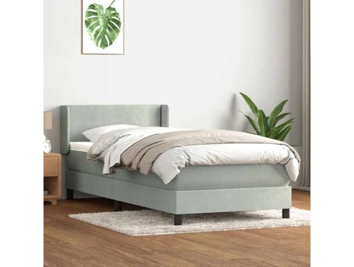 RJPLMFV Lattenrost und Matratze, Velours, Grau, 80 x 220 cm Taschenfedern, Kopfteil verstellbar, abnehmbarer Matratzentopper