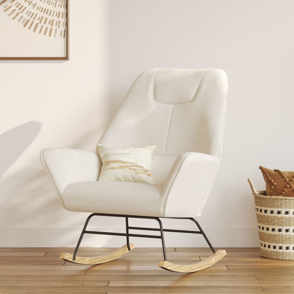 Maison Pavane Mecedora de tela bouclé blanca